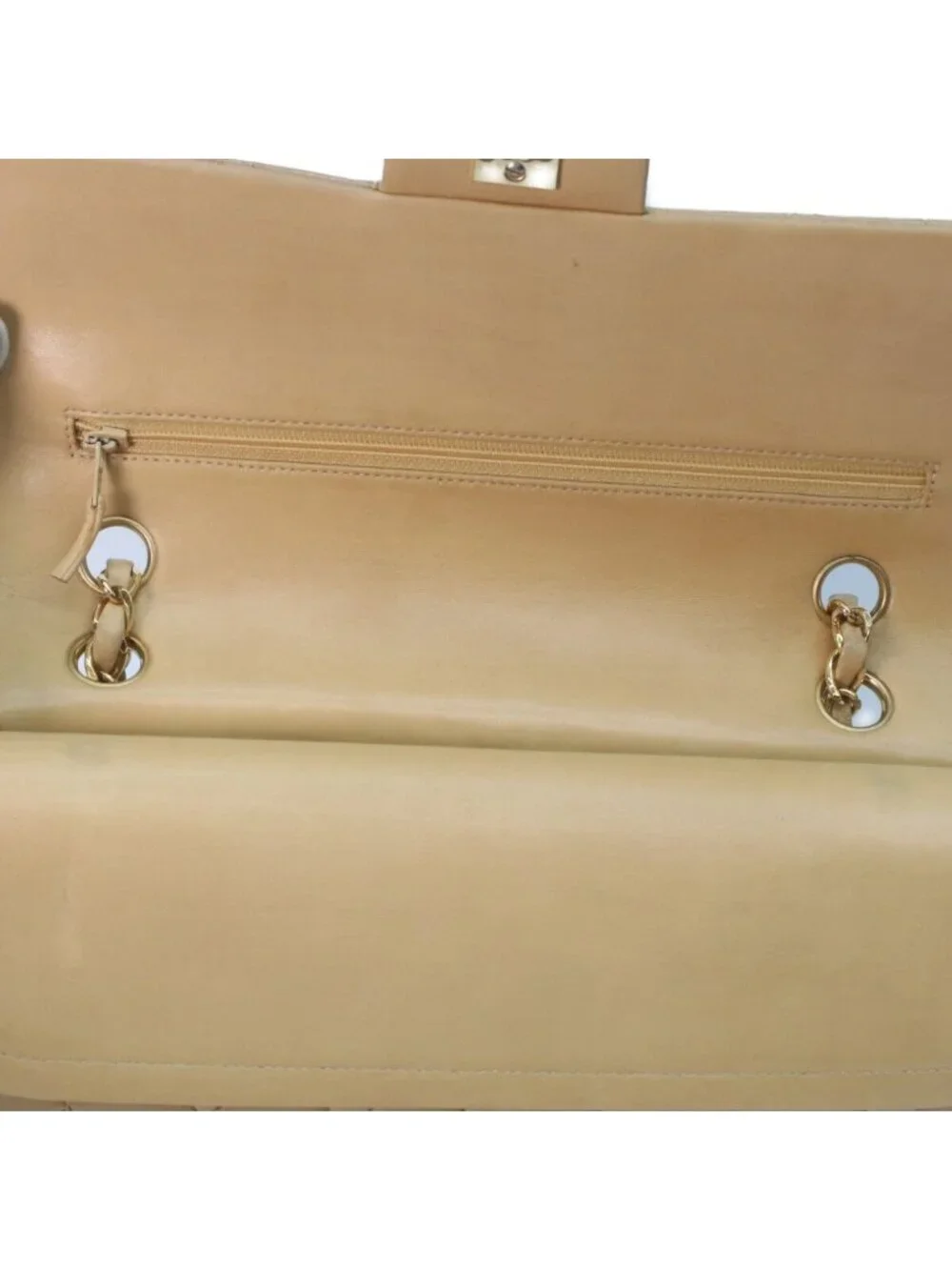 Chanel Beige Lamb Gold Quilted 25 Shoulder Bag